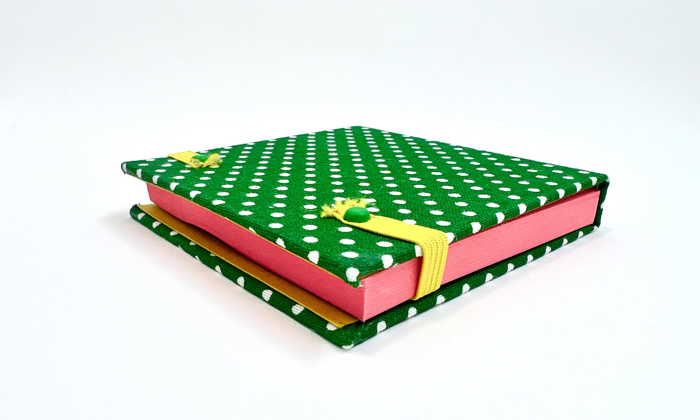 Handmade Hardcover Note Pad with Genuine 3x3 Post-it™ Note Pad - Polka Dot on Kelly Green