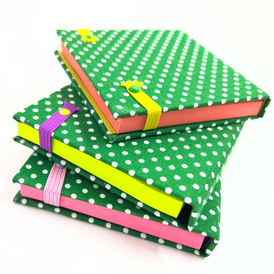 Handmade Hardcover Note Pad with Genuine 3x3 Post-it™ Note Pad - Polka Dot on Kelly Green